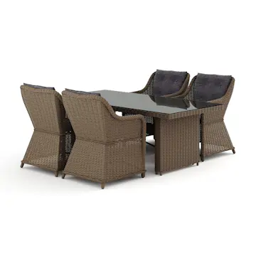 Trädgårdsgrupp deNoord Marcus utomhus matgrupp 160x90 cm med 4 Marcus Trädgårdsfåtölj