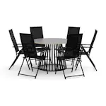 Trädgårdsgrupp deNoord Sensi utomhus matgrupp 120 cm med 6 Sanna positionsstolar