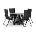 Trädgårdsgrupp deNoord Sensi utomhus matgrupp 120 cm med 4 positionsstolar