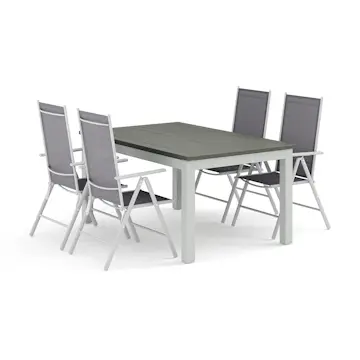 Trädgårdsgrupp Comfort Garden Monaco utomhus matgrupp förlängningsbart 150-250x90 med 4 Maggie positionsstolar