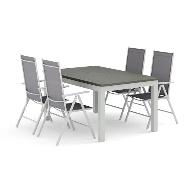 Trädgårdsgrupp Comfort Garden Monaco utomhus matgrupp förlängningsbart 150-250x90 med 4 Maggie positionsstolar