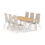 Trädgårdsgrupp Comfort Garden Devon utomhus matgrupp 210x100 cm med 6 Maggie positionsstolar