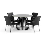 Trädgårdsgrupp deNoord Sensi utomhus matgrupp 120 cm med 4 Thor Light Trädgårdsfåtölj