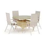 Trädgårdsgrupp Comfort Garden Thor utomhus rund matgrupp 140 cm med 4 Maggie positionsstolar