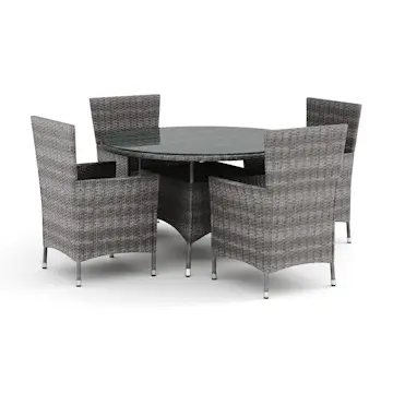 Trädgårdsgrupp Comfort Garden Thor utomhus rund matgrupp 140 cm med 4 Thor Trädgårdsfåtölj