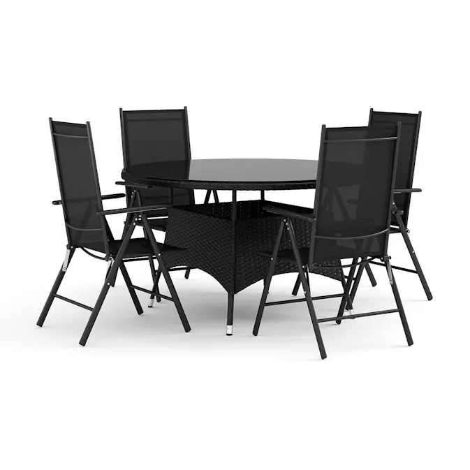 Trädgårdsgrupp Comfort Garden Thor utomhus rund matgrupp 140 cm med 4 Maggie positionsstolar