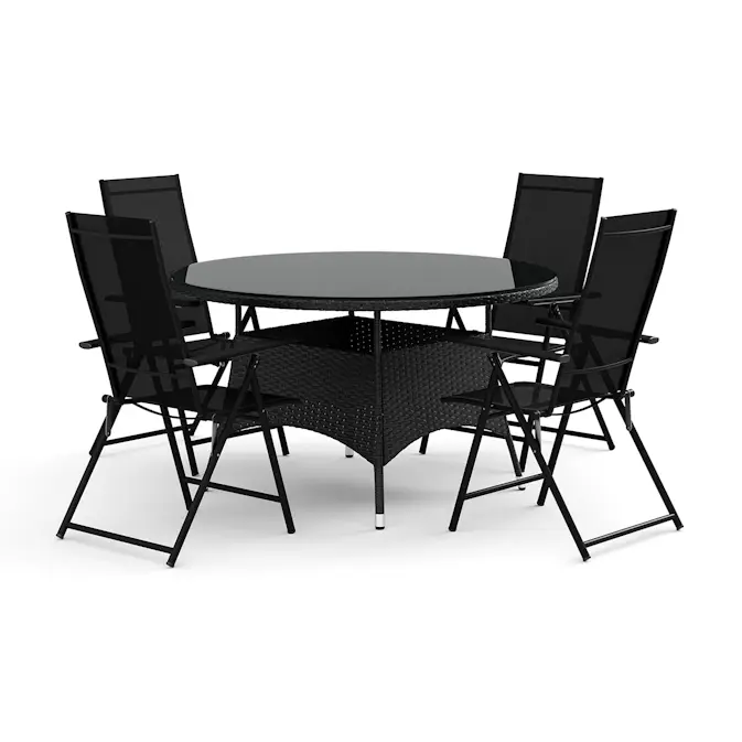 Trädgårdsgrupp Comfort Garden Thor utomhus rund matgrupp 140 cm med 4 Sanna positionsstolar