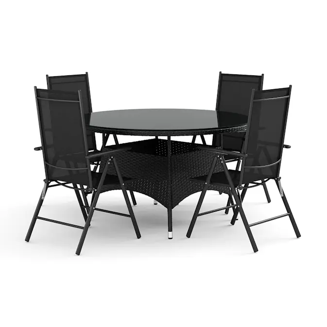 Trädgårdsgrupp Comfort Garden Thor utomhus rund matgrupp 140 cm med 4 positionsstolar