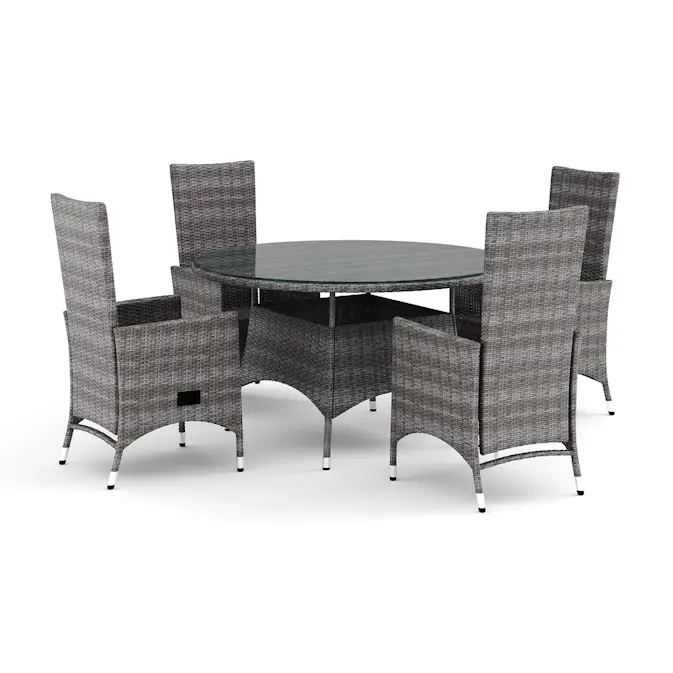 Trädgårdsgrupp Comfort Garden Thor utomhus rund matgrupp 140 cm med 4 Jenny matstolar