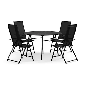 Trädgårdsgrupp Comfort Garden Tunis utomhus rund matgrupp 120 cm med 4 Sanna positionsstolar