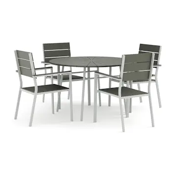 Trädgårdsgrupp Comfort Garden Tunis utomhus rund matgrupp 120 cm med 4 Tunis stapelstolar