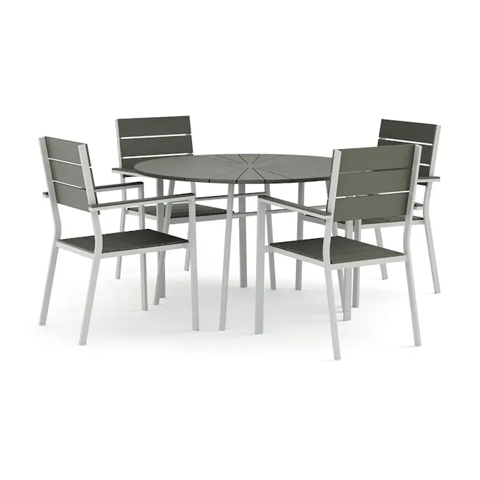 Trädgårdsgrupp Comfort Garden Tunis utomhus rund matgrupp 120 cm med 4 Tunis stapelstolar