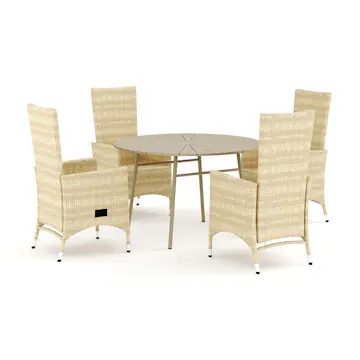 Trädgårdsgrupp Comfort Garden Tunis utomhus rund matgrupp 120 cm med 4 Jenny matstolar