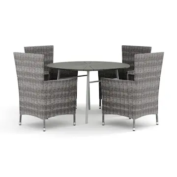 Trädgårdsgrupp Comfort Garden Tunis utomhus rund matgrupp 120 cm med 4 Thor Trädgårdsfåtölj