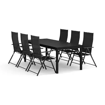 Trädgårdsgrupp Comfort Garden Tunis utomhus matgrupp förlängningsbart 205/305x90 cm med 6 positionsstolar