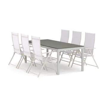 Trädgårdsgrupp Comfort Garden Tunis utomhus matgrupp förlängningsbart 205/305x90 cm med 6 positionsstolar