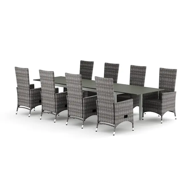 Trädgårdsgrupp Comfort Garden Tunis utomhus matgrupp förlängningsbart 205/305x90 cm med 8 Jenny matstolar