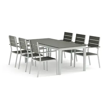 Trädgårdsgrupp Comfort Garden Tunis utomhus matgrupp förlängningsbart 205/305x90 cm med 6 Tunis stapelstolar