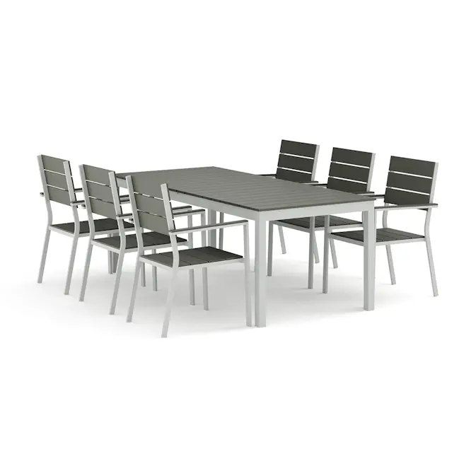 Trädgårdsgrupp Comfort Garden Tunis utomhus matgrupp förlängningsbart 205/305x90 cm med 6 Tunis stapelstolar