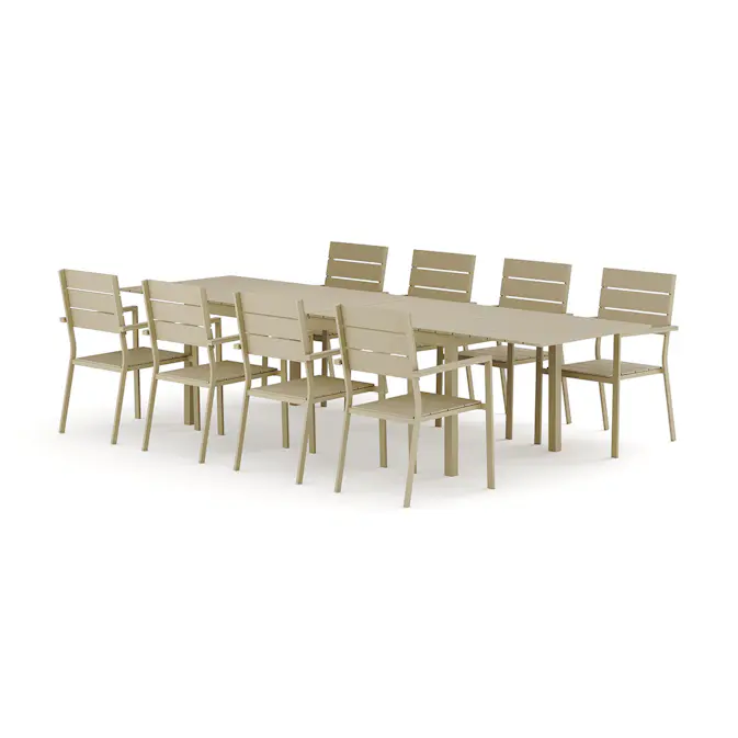 Trädgårdsgrupp Comfort Garden Tunis utomhus matgrupp förlängningsbart 205/305x90 cm med 8 Tunis stapelstolar