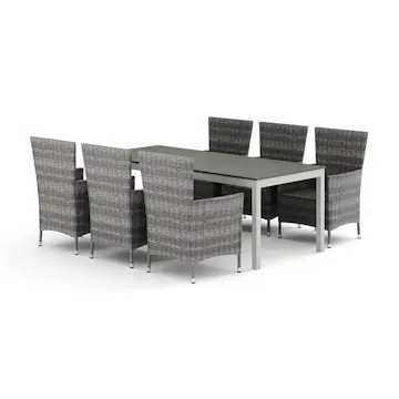 Trädgårdsgrupp Comfort Garden Tunis utomhus matgrupp förlängningsbart 205/305x90 cm med 6 Thor Trädgårdsfåtölj