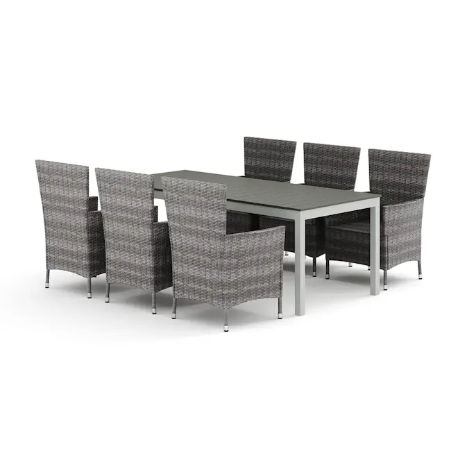 Trädgårdsgrupp Comfort Garden Tunis utomhus matgrupp förlängningsbart 205/305x90 cm med 6 Thor Trädgårdsfåtölj