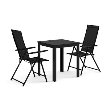 Trädgårdsgrupp Comfort Garden Tunis utomhus caféset 70x70 cm med 2 Sanna positionsstolar