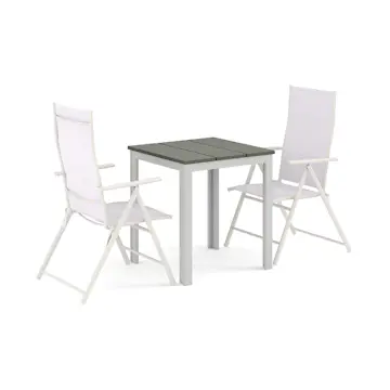 Trädgårdsgrupp Comfort Garden Tunis utomhus caféset 70x70 cm med 2 positionsstolar