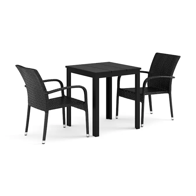 Trädgårdsgrupp Comfort Garden Tunis utomhus caféset 70x70 cm med 2 Thor Light Trädgårdsfåtölj