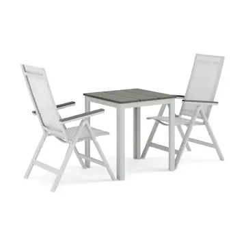 Trädgårdsgrupp Comfort Garden Tunis utomhus caféset 70x70 cm med 2 Monaco Light positionsstolar