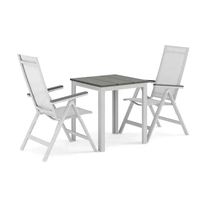 Trädgårdsgrupp Comfort Garden Tunis utomhus caféset 70x70 cm med 2 Monaco Light positionsstolar