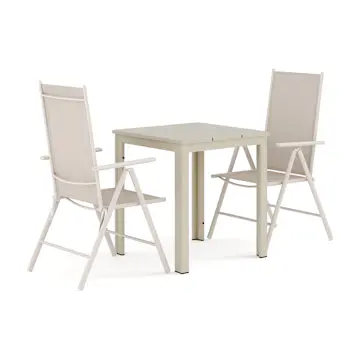 Trädgårdsgrupp Comfort Garden Tunis utomhus caféset 70x70 cm med 2 Maggie positionsstolar