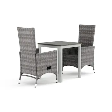 Trädgårdsgrupp Comfort Garden Tunis utomhus caféset 70x70 cm med 2 Jenny matstolar