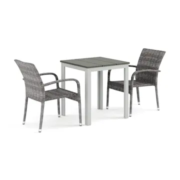 Trädgårdsgrupp Comfort Garden Tunis utomhus caféset 70x70 cm med 2 Thor Light Trädgårdsfåtölj