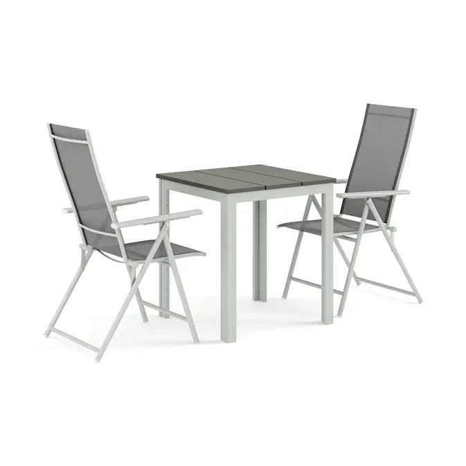 Trädgårdsgrupp Comfort Garden Tunis utomhus caféset 70x70 cm med 2 Sanna positionsstolar