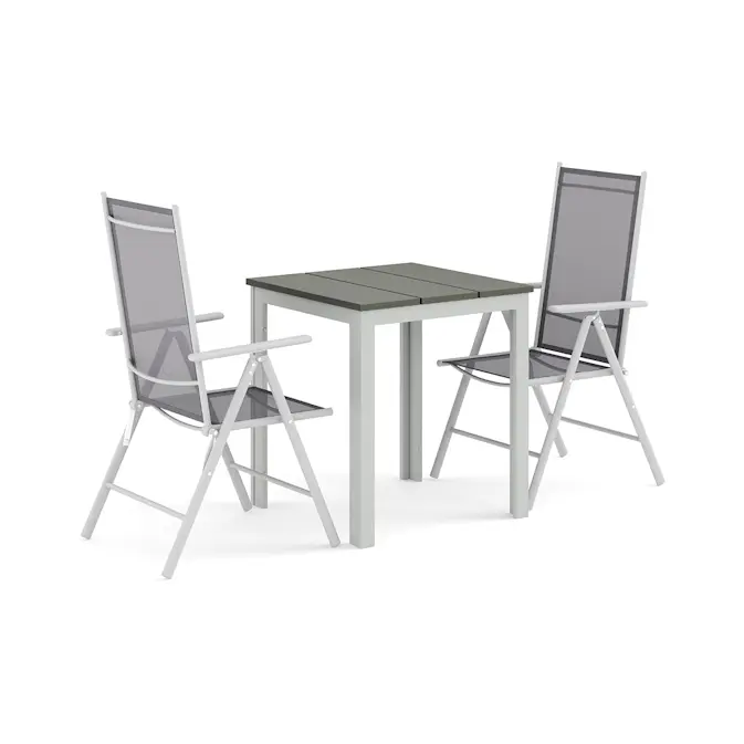 Trädgårdsgrupp Comfort Garden Tunis utomhus caféset 70x70 cm med 2 Maggie positionsstolar