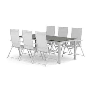 Trädgårdsgrupp Comfort Garden Tunis utomhus matgrupp 205x90 cm med 6 positionsstolar