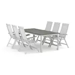 Trädgårdsgrupp Comfort Garden Tunis utomhus matgrupp 205x90 cm med 6 Monaco Light positionsstolar