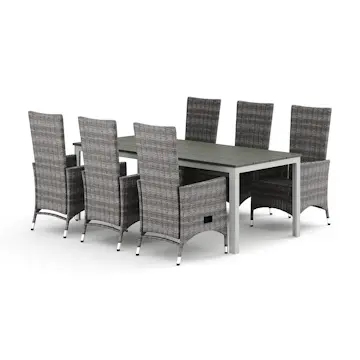 Trädgårdsgrupp Comfort Garden Tunis utomhus matgrupp 205x90 cm med 6 Jenny matstolar