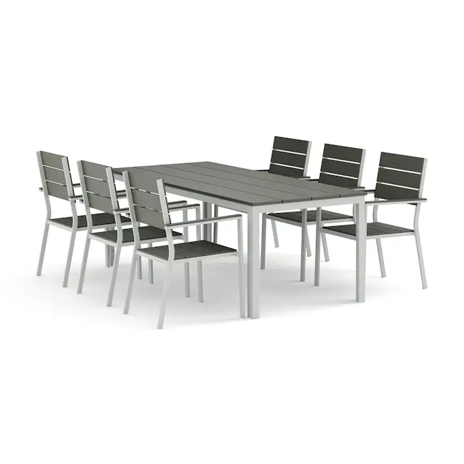 Trädgårdsgrupp Comfort Garden Tunis utomhus matgrupp 205x90 cm med 6 Tunis stapelstolar