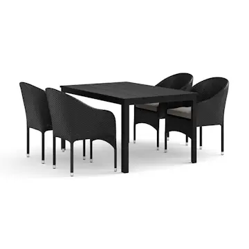 Trädgårdsgrupp Comfort Garden Tunis utomhus matgrupp 140x90 cm med 4 Thor fåtöljer