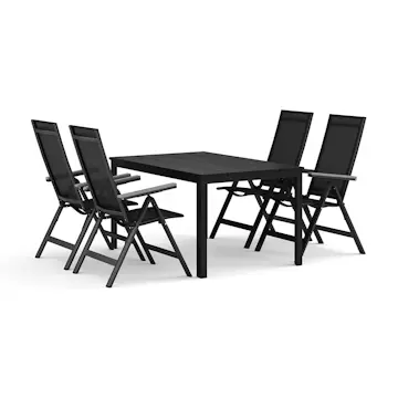 Trädgårdsgrupp Comfort Garden Tunis utomhus matgrupp 140x90 cm med 4 Monaco Light positionsstolar