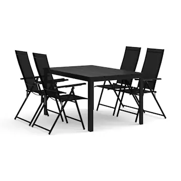 Trädgårdsgrupp Comfort Garden Tunis utomhus matgrupp 140x90 cm med 4 Sanna positionsstolar