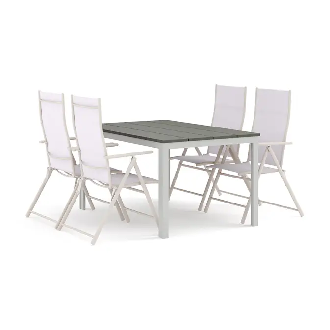 Trädgårdsgrupp Comfort Garden Tunis utomhus matgrupp 140x90 cm med 4 positionsstolar