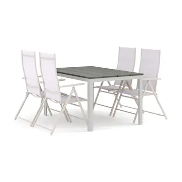 Trädgårdsgrupp Comfort Garden Tunis utomhus matgrupp 140x90 cm med 4 positionsstolar