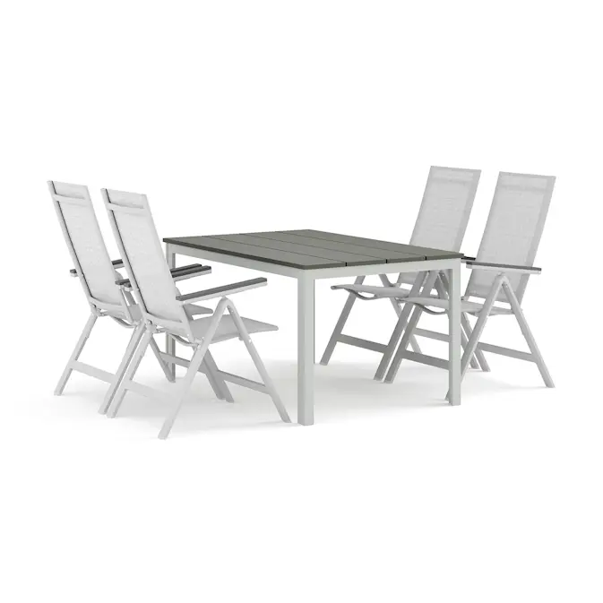 Trädgårdsgrupp Comfort Garden Tunis utomhus matgrupp 140x90 cm med 4 Monaco Light positionsstolar