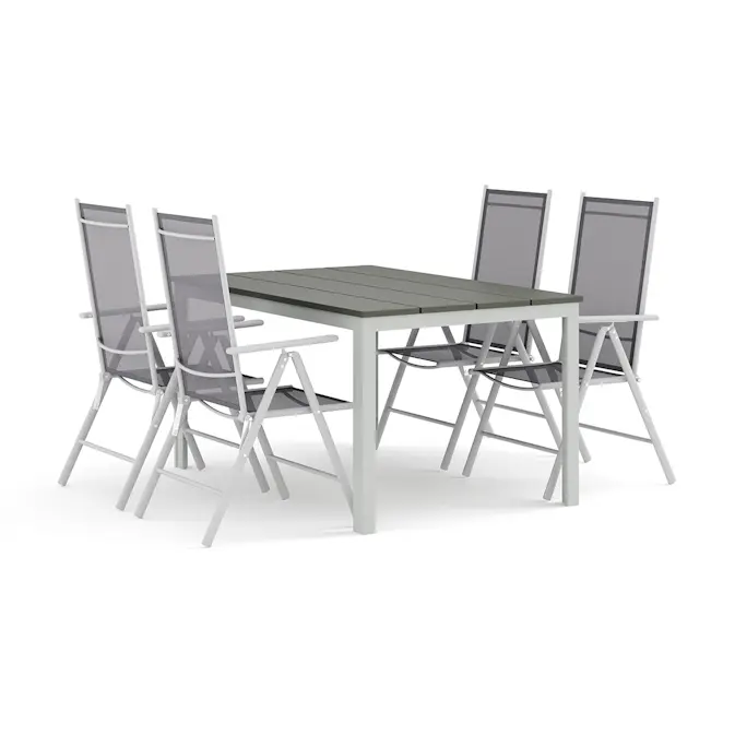 Trädgårdsgrupp Comfort Garden Tunis utomhus matgrupp 140x90 cm med 4 Maggie positionsstolar