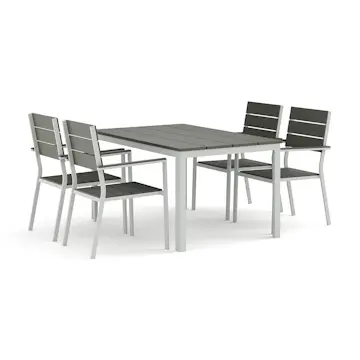 Trädgårdsgrupp Comfort Garden Tunis utomhus matgrupp 140x90 cm med 4 Tunis stapelstolar