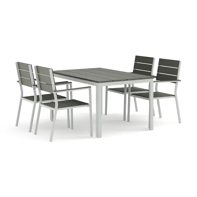 Trädgårdsgrupp Comfort Garden Tunis utomhus matgrupp 140x90 cm med 4 Tunis stapelstolar