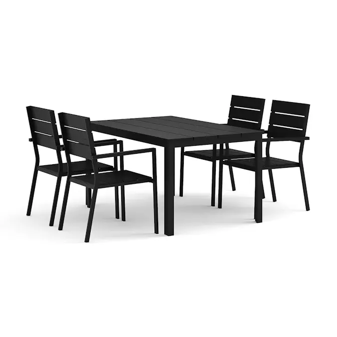 Trädgårdsgrupp Comfort Garden Tunis utomhus matgrupp 140x90 cm med 4 Tunis stapelstolar